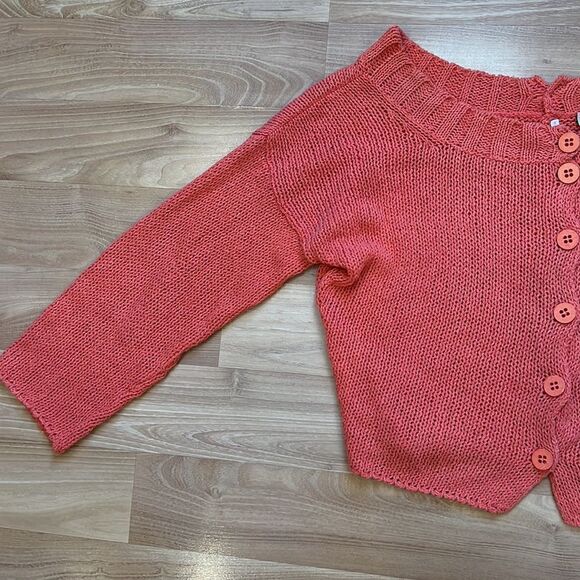 Poles Maison Montagut Orange Button Down Knit Sweater Cardigan Small - Picture 2 of 7